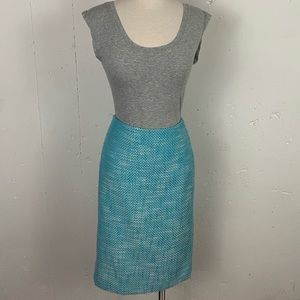 Talbots Tweed Pencil Skirt Aqua Blue